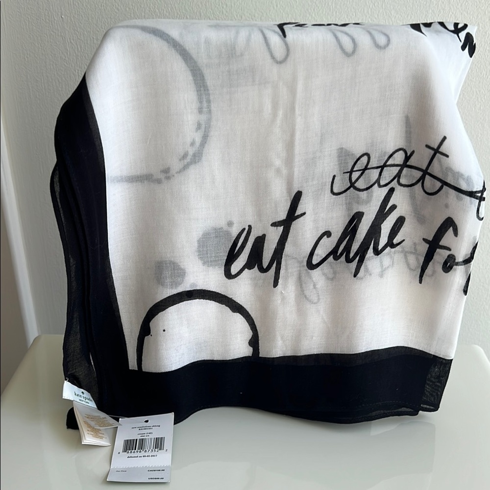Kate Spade - NWT "new resolutions" oblong black and white Graphic Scarf
